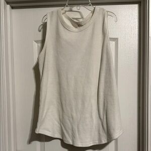 White Sleeveless Ribbed Top